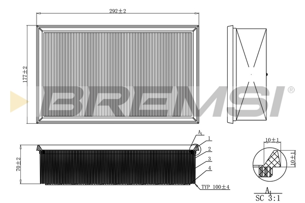 Filtro aria - FA0214 BREMSI