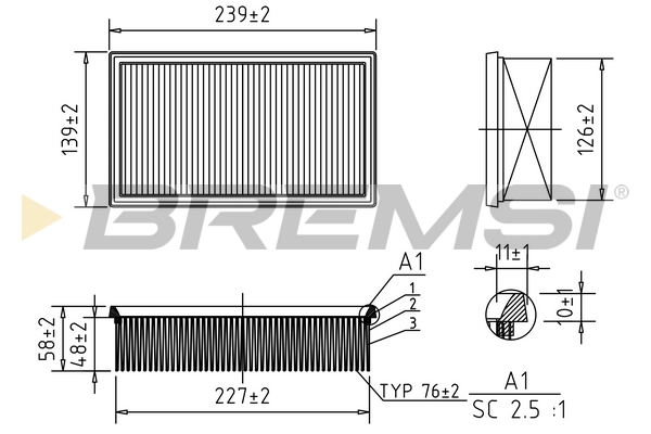 Air Filter - FA0528 BREMSI