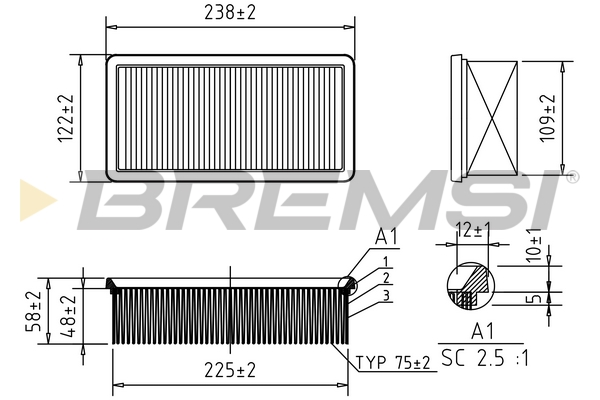 Air Filter - FA0540 BREMSI