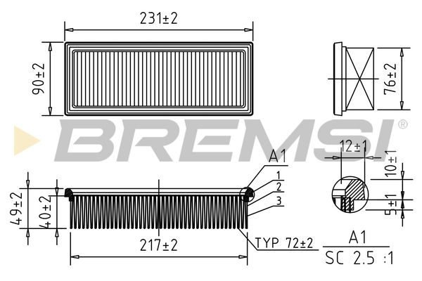 Воздушный фильтр - FA0544 BREMSI