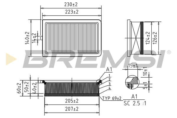 Air Filter - FA0548 BREMSI