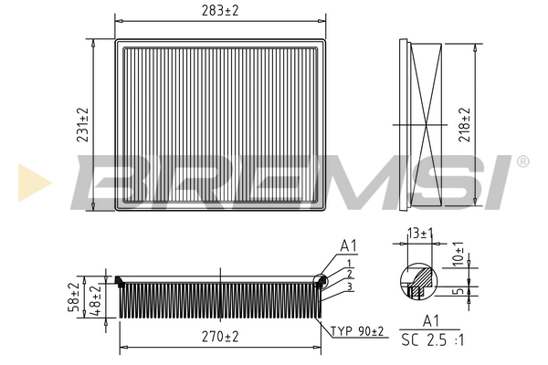 Air Filter - FA0551 BREMSI