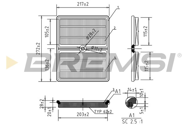 Air Filter - FA0553 BREMSI