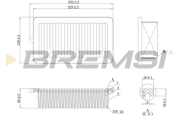 Air Filter - FA0555 BREMSI