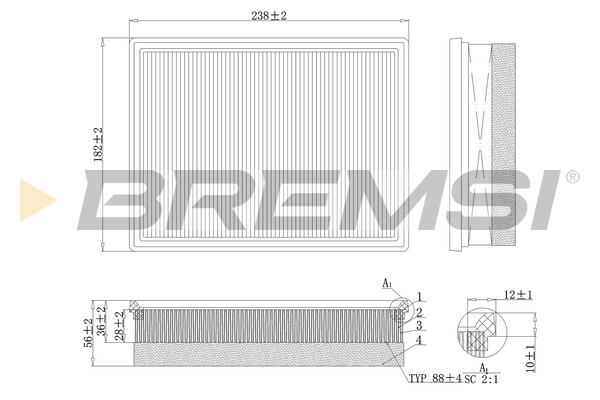Filtro aria - FA0557 BREMSI