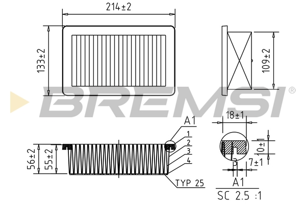 Air Filter - FA0558 BREMSI