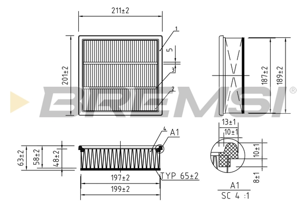 Air Filter - FA0562 BREMSI