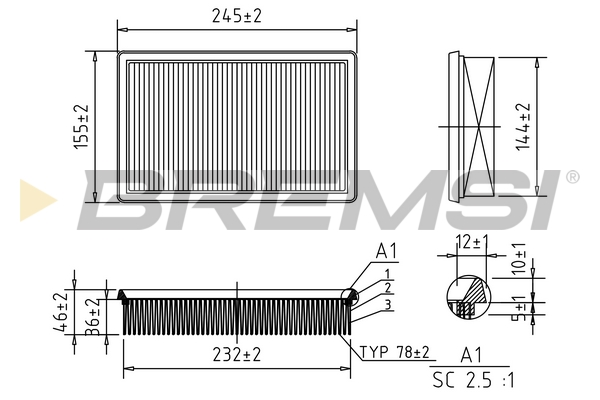 Air Filter - FA0565 BREMSI