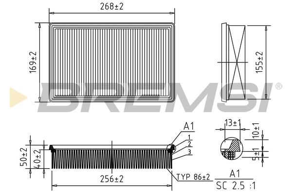 Air Filter - FA0569 BREMSI