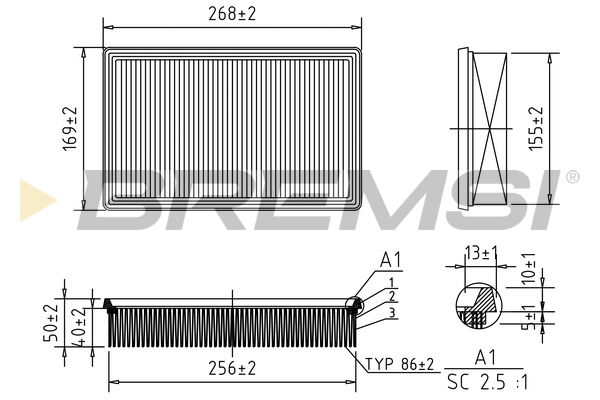 Air Filter - FA0570 BREMSI