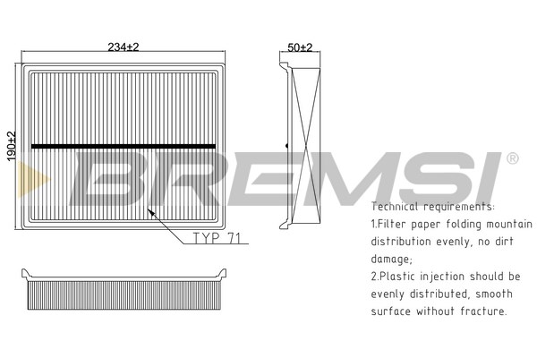 Air Filter - FA0571 BREMSI