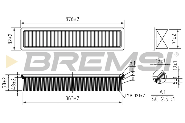 Air Filter - FA0572 BREMSI