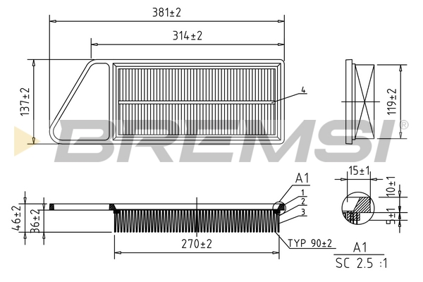 Air Filter - FA0577 BREMSI