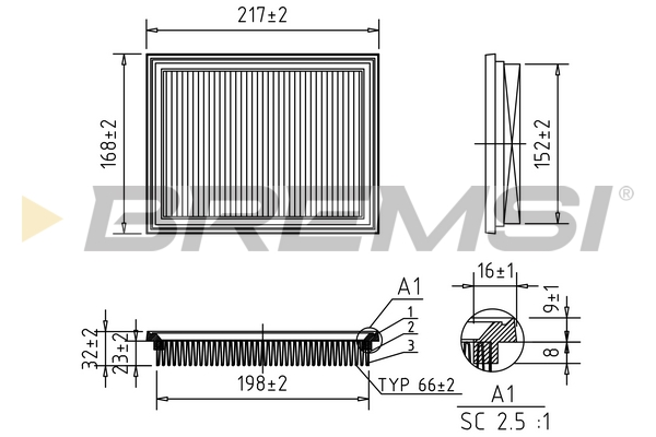 Air Filter - FA0578 BREMSI