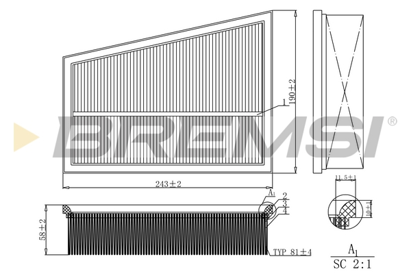 Filtro aria - FA0580 BREMSI