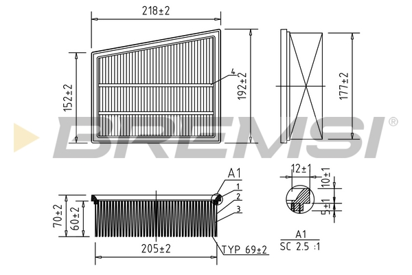 Air Filter - FA0586 BREMSI