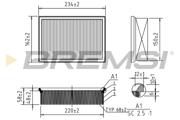 Air Filter - FA0597 BREMSI