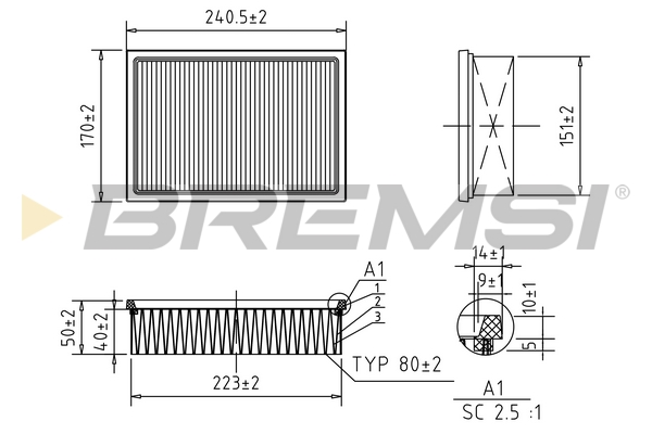 Air Filter - FA0599 BREMSI