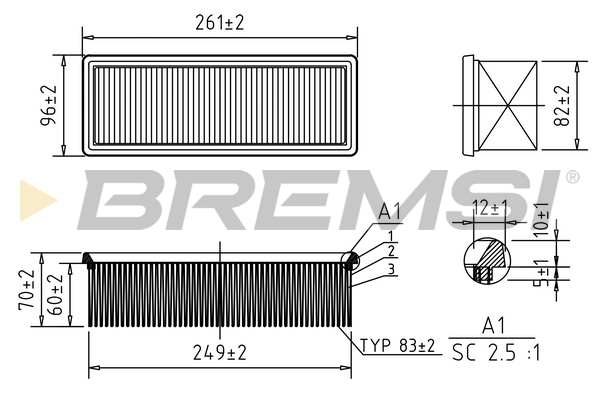 Filtro aria - FA0612 BREMSI