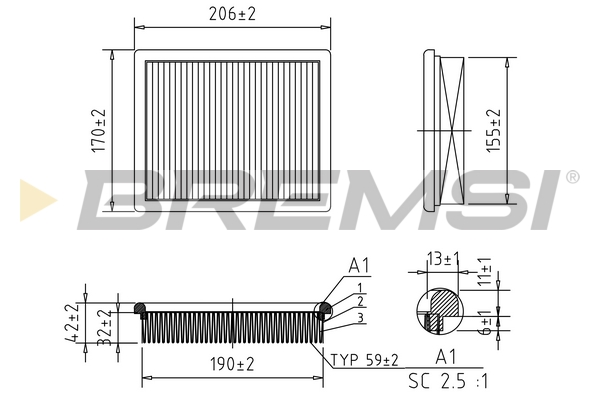 Air Filter - FA0614 BREMSI