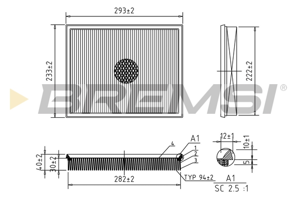 Air Filter - FA0616 BREMSI