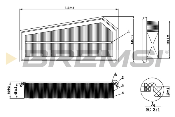 Air Filter - FA0627 BREMSI