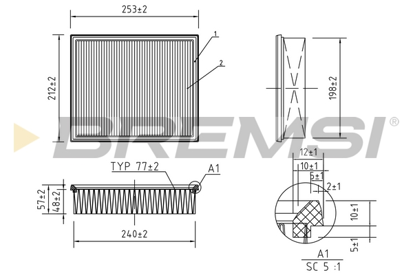 Air Filter - FA0628 BREMSI