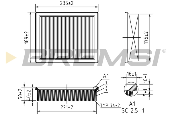 Air Filter - FA0640 BREMSI