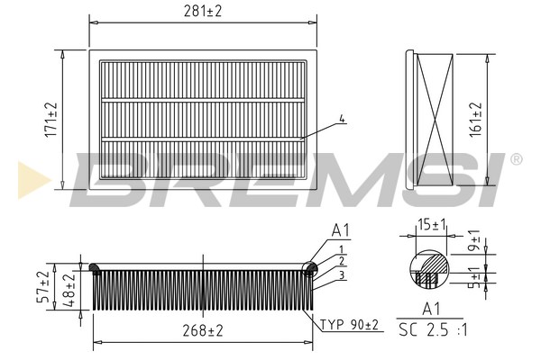 Air Filter - FA0651 BREMSI