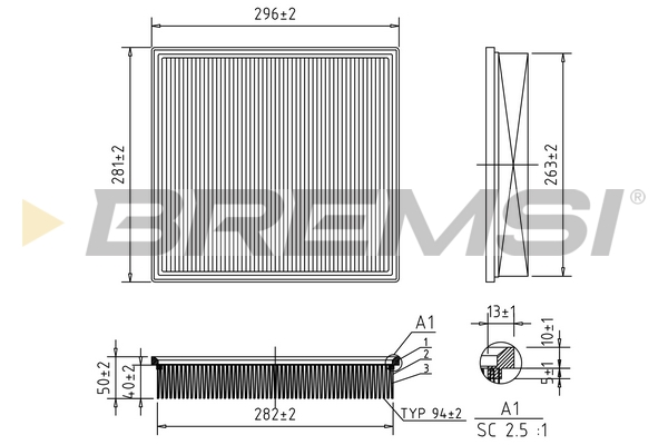 Air Filter - FA0654 BREMSI