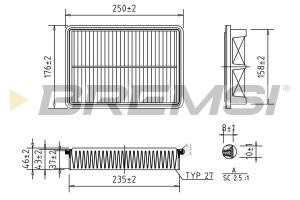 Air Filter - FA1022 BREMSI