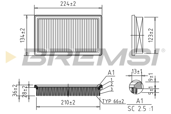 Filtro aria - FA1023 BREMSI