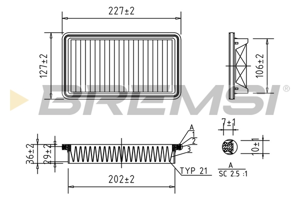 Filtro aria - FA1025 BREMSI