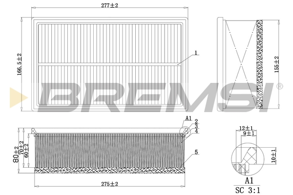 Filtro aria - FA1032 BREMSI