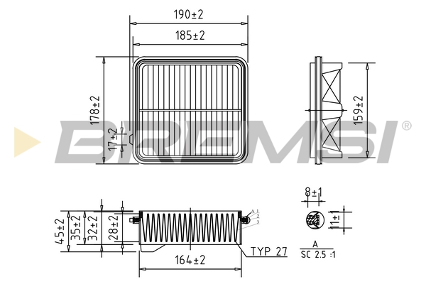 Filtro aria - FA1034 BREMSI