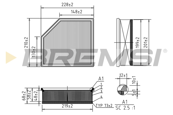 Air Filter - FA1035 BREMSI