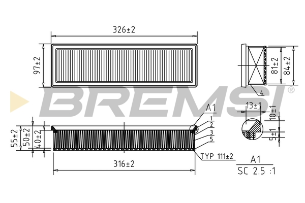Filtro aria - FA1051 BREMSI