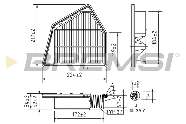 Air Filter - FA1054 BREMSI
