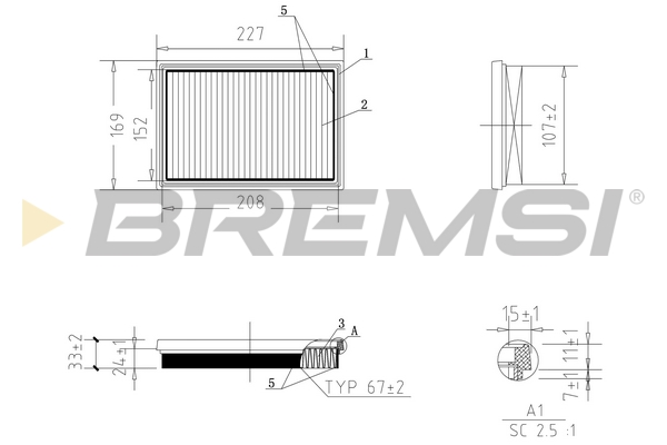 Air Filter - FA1058 BREMSI