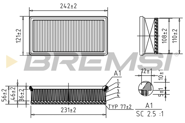 Воздушный фильтр - FA1067 BREMSI