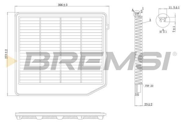 Filtro aria - FA1075 BREMSI