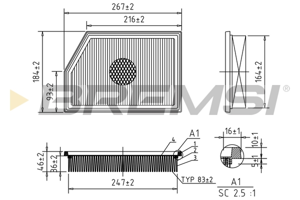 Air Filter - FA1086 BREMSI