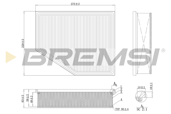 Filtro aria - FA1098 BREMSI