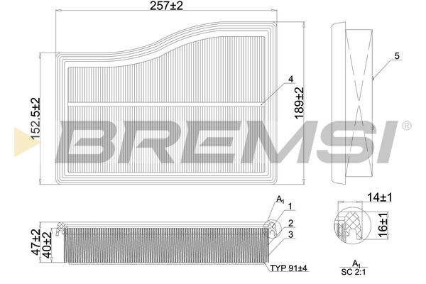 Air Filter - FA1101 BREMSI