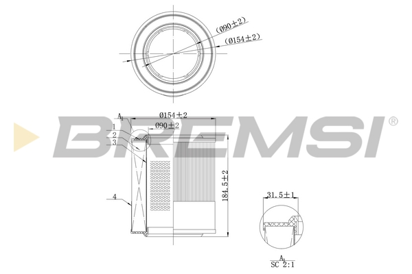 Air Filter - FA1104 BREMSI