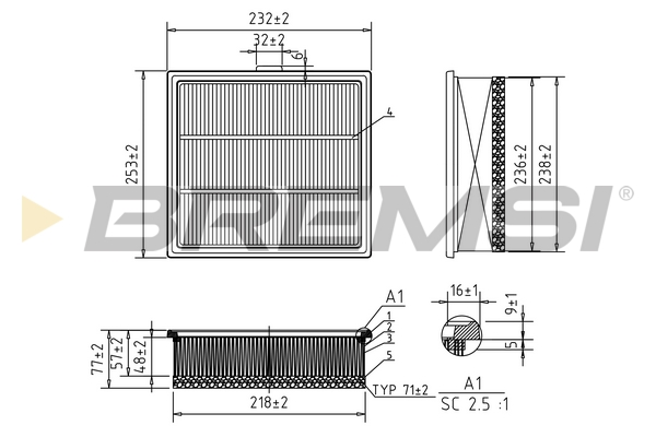 Air Filter - FA1105 BREMSI