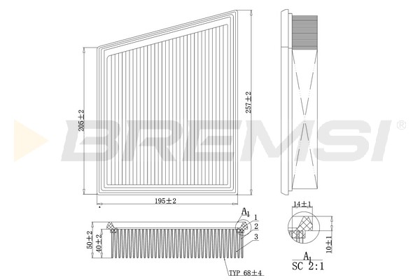 Filtro aria - FA1107 BREMSI