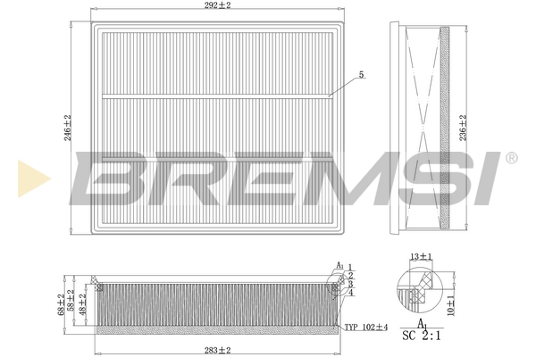 Filtro aria - FA1108 BREMSI
