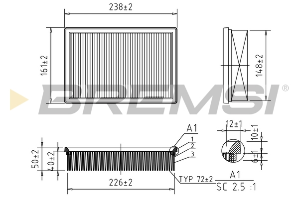 Filtro aria - FA1119 BREMSI