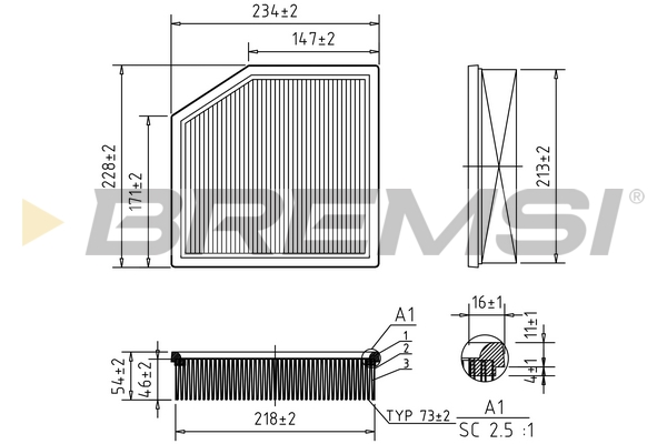 Air Filter - FA1128 BREMSI